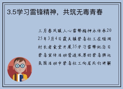 3.5学习雷锋精神，共筑无毒青春